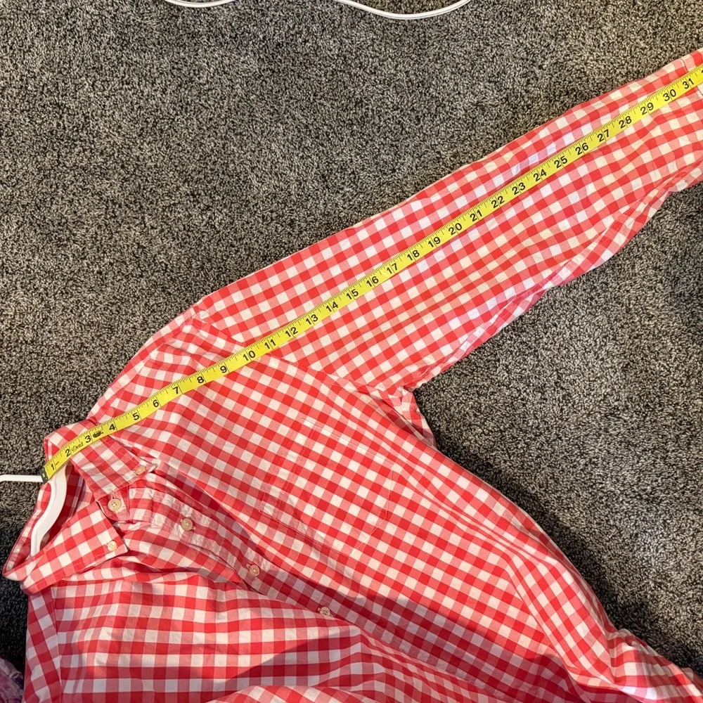 J. Crew Red and White Checkered Men's Shirt